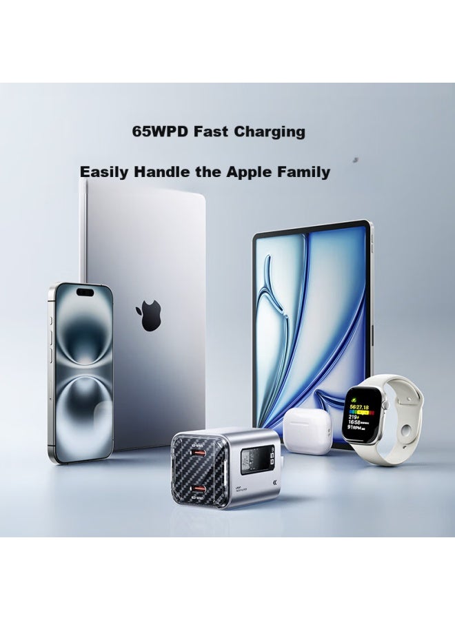 Nubia Red Devil Nubia Red Magic 65w Gallium Nitride Mini Dual Port Charger Set Type-c Fast Charge 45w Pd Apple 16 Samsung Macbook Notebook With Data Cable Semi-transparent - Image 5