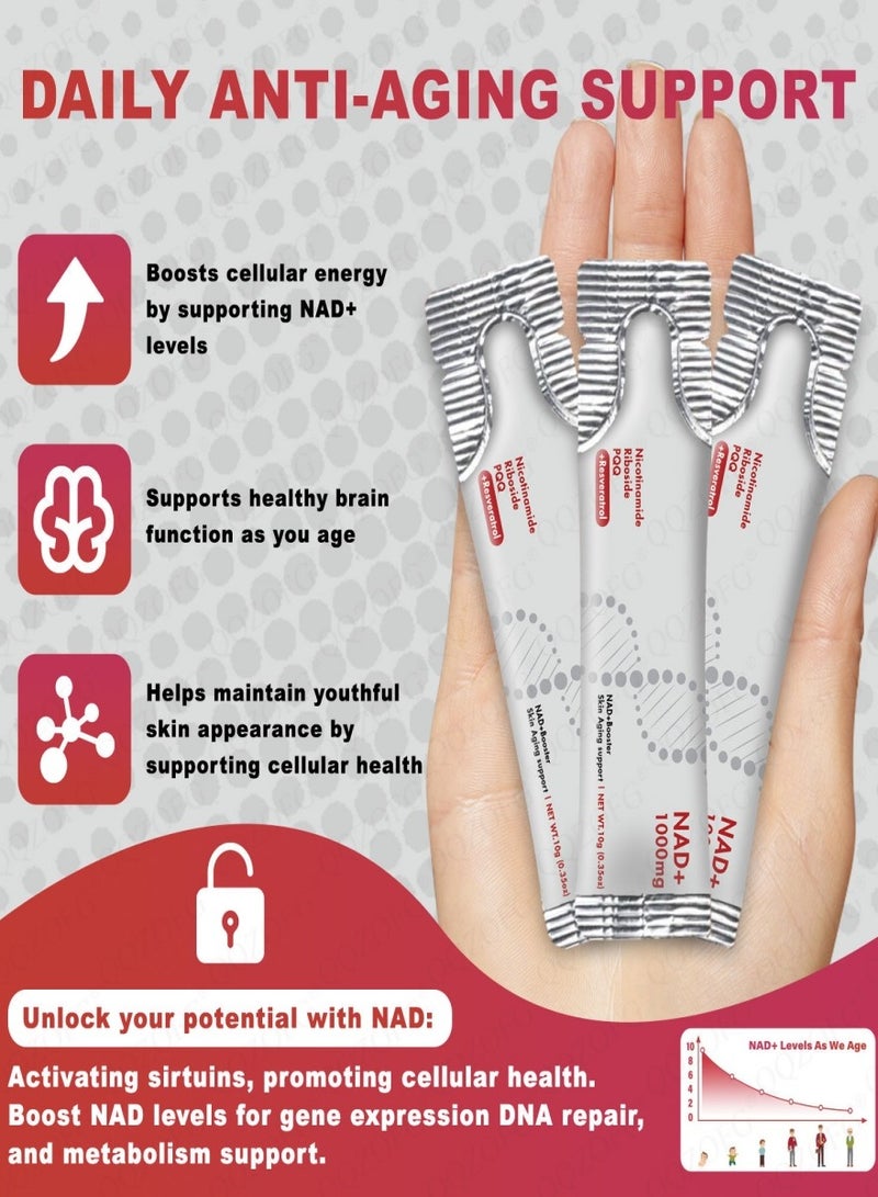 NAD 1000MG High-Potency NAD+ Liquid Supplement, Nicotinamide Riboside & Resveratrol with PQQ, Boosts Cellular Energy, Concentration& Healthy Aging - 1 Pc  - Image 2