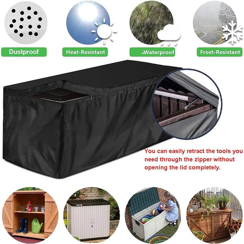 Skyour Patio Deck Box Cover Skyour Heavy Duty 420D Oxford 100% Waterproof Bench Outdoor Storage Deck Boxes Covers Garden Furniture Table Ottoman Dust Cover (Black, M: 51x23x28in) - Image 4