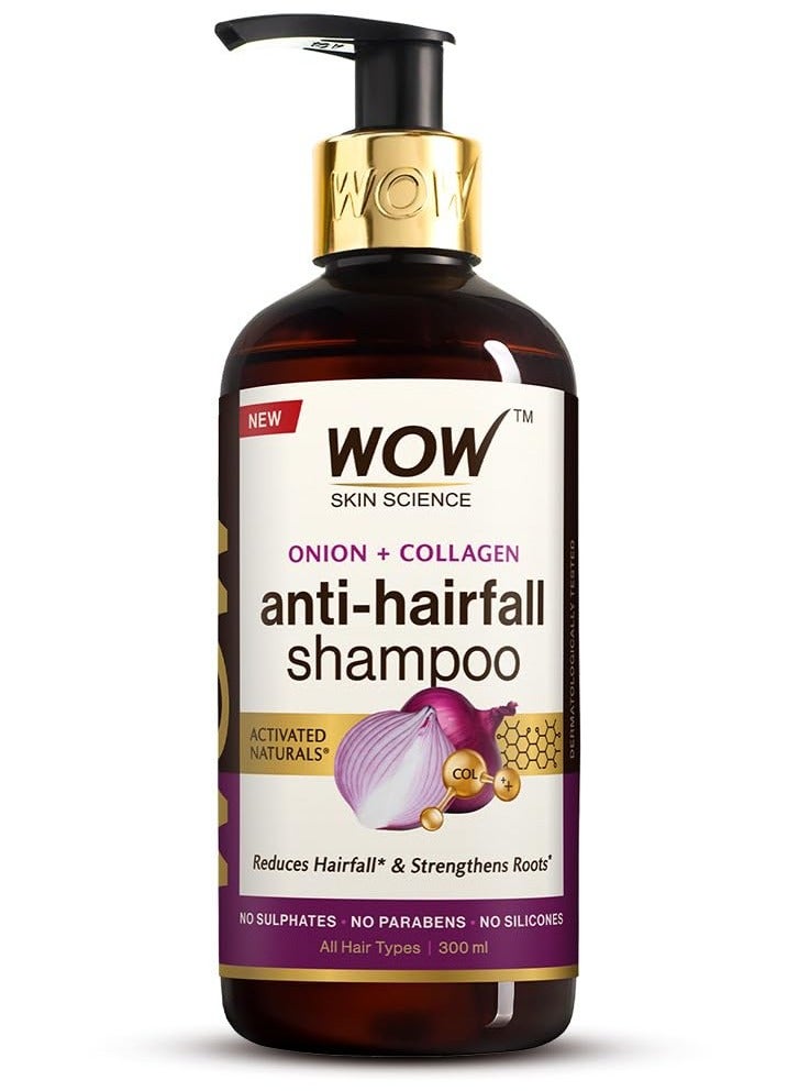 WOW Skin Science Red Onion Black Seed Oil Shampoo with Red Onion Seed Oil Extract Black Seed Oil and Pro-Vitamin B5 Controls Hair fall Sulphate and Paraben Free For Men and Women - 300ml - Image 1