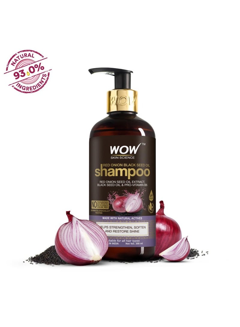 WOW Skin Science Red Onion Black Seed Oil Shampoo with Red Onion Seed Oil Extract Black Seed Oil and Pro-Vitamin B5 Controls Hair fall Sulphate and Paraben Free For Men and Women - 300ml - Image 4