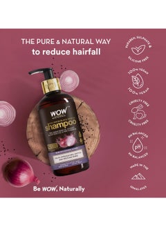 WOW WOW Skin Science Red Onion Black Seed Oil Shampoo with Red Onion Seed Oil Extract Black Seed Oil and Pro-Vitamin B5 Controls Hair fall Sulphate and Paraben Free For Men and Women - 300ml  - Image 2