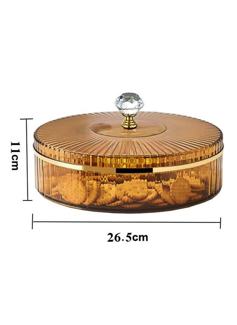 WAMIT - 10 Inch Split Serving Tray with Lid - Snack Box Deli Container for Parties, Entertaining, Picnics - Portable Snack Platter Organize Candy, Fruit, Nuts, Snacks (Gold) - Image 1