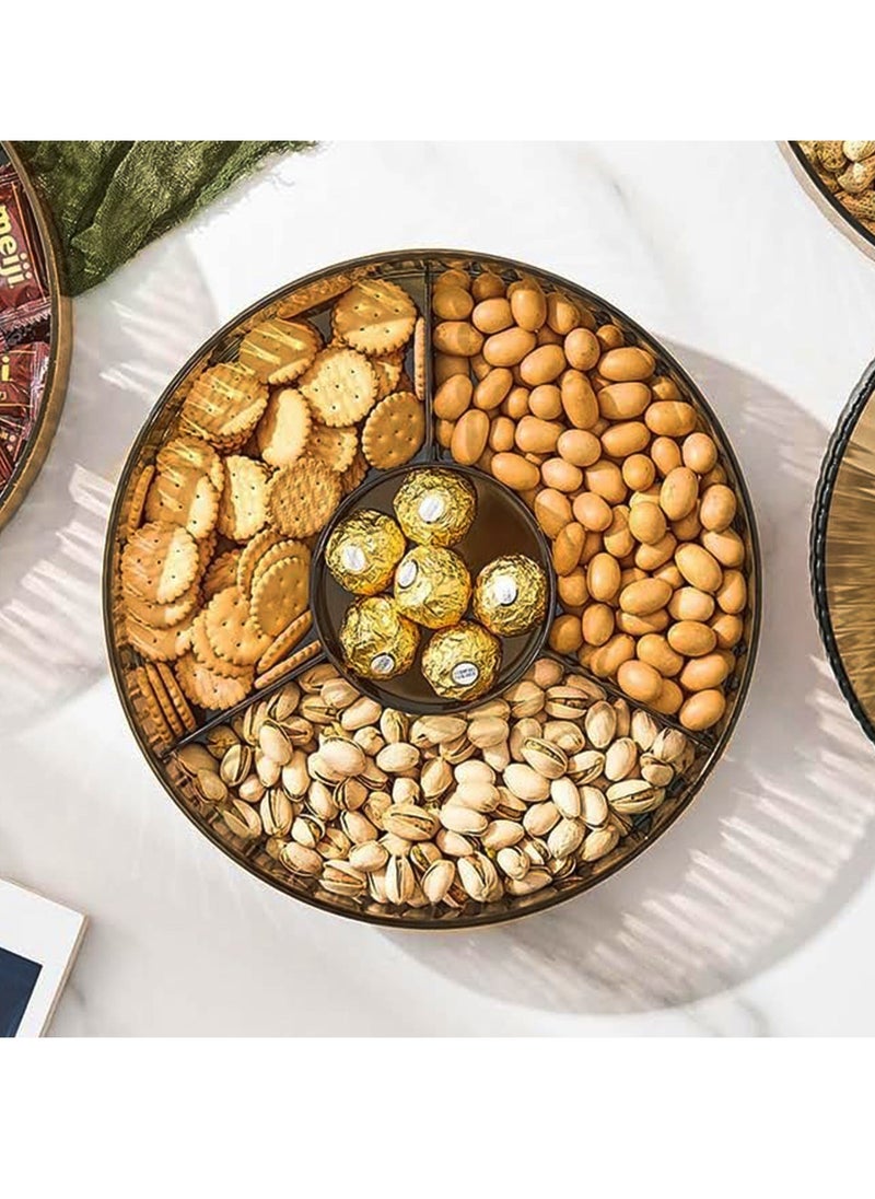 WAMIT - 10 Inch Split Serving Tray with Lid - Snack Box Deli Container for Parties, Entertaining, Picnics - Portable Snack Platter Organize Candy, Fruit, Nuts, Snacks (Gold) - Image 1