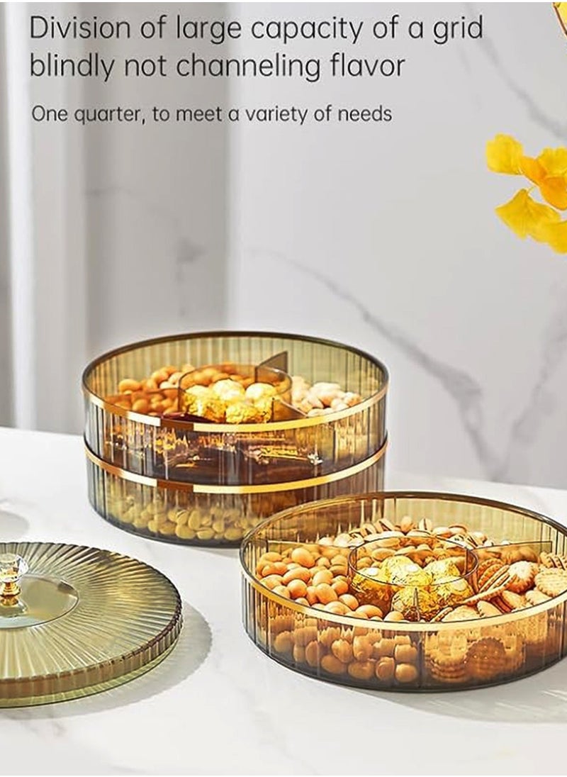 WAMIT - 10 Inch Split Serving Tray with Lid - Snack Box Deli Container for Parties, Entertaining, Picnics - Portable Snack Platter Organize Candy, Fruit, Nuts, Snacks (Gold) - Image 1