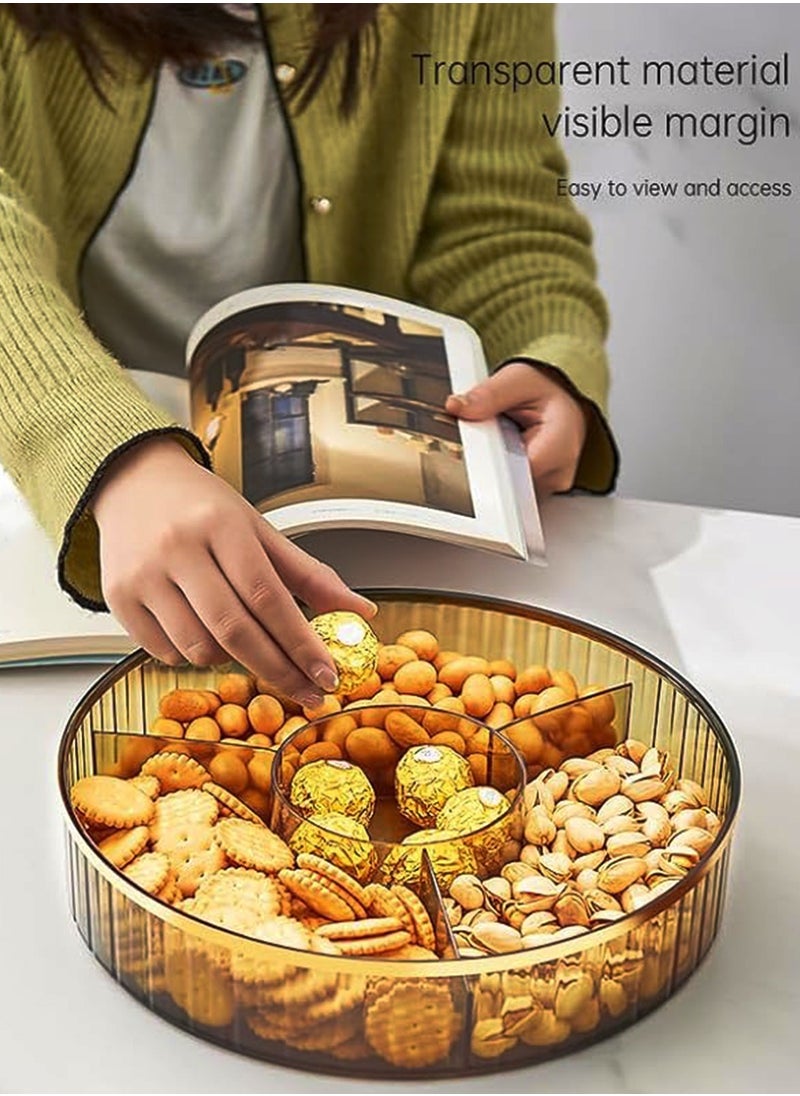 WAMIT - 10 Inch Split Serving Tray with Lid - Snack Box Deli Container for Parties, Entertaining, Picnics - Portable Snack Platter Organize Candy, Fruit, Nuts, Snacks (Gold) - Image 1