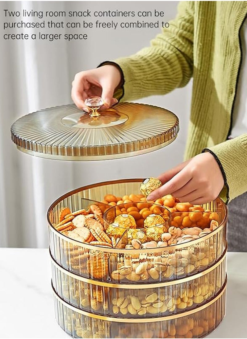 WAMIT - 10 Inch Split Serving Tray with Lid - Snack Box Deli Container for Parties, Entertaining, Picnics - Portable Snack Platter Organize Candy, Fruit, Nuts, Snacks (Gold) - Image 1