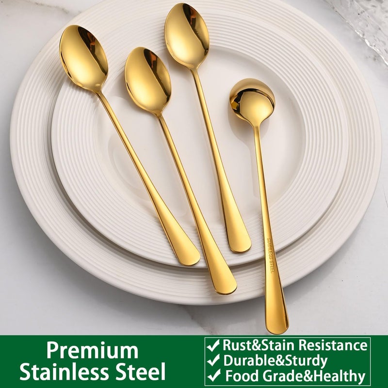 Dehov Gold 7.5 Inch Gold Iced Tea Spoons,Set Of 8 Stainless Steel Long Coffee Spoons,Long Handle Stirring Spoon For Dessert,Coctails,Ice Cream,Milk,Iced Teaspoons For Bar - Image 5