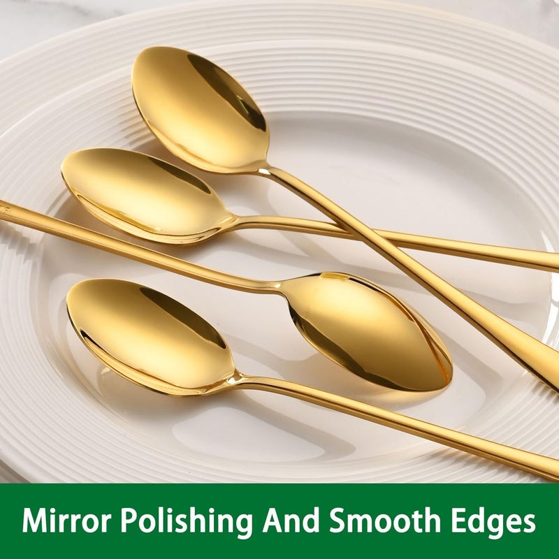 Dehov Gold 7.5 Inch Gold Iced Tea Spoons,Set Of 8 Stainless Steel Long Coffee Spoons,Long Handle Stirring Spoon For Dessert,Coctails,Ice Cream,Milk,Iced Teaspoons For Bar - Image 2
