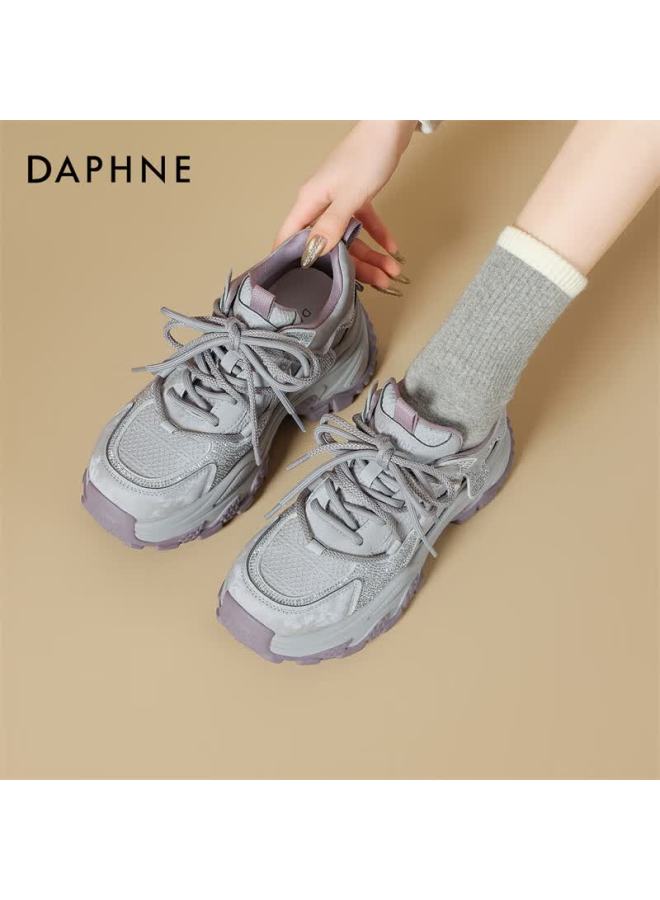 Daphne Women's Autumn Winter New Thick Sole Height Increasing Casual Dad Sneakers Sports Shoes Purple Size 37 - Image 4