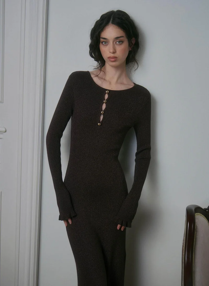 Lichi  Viscose midi dress with a metallic sheen for Women | Best Price UAE