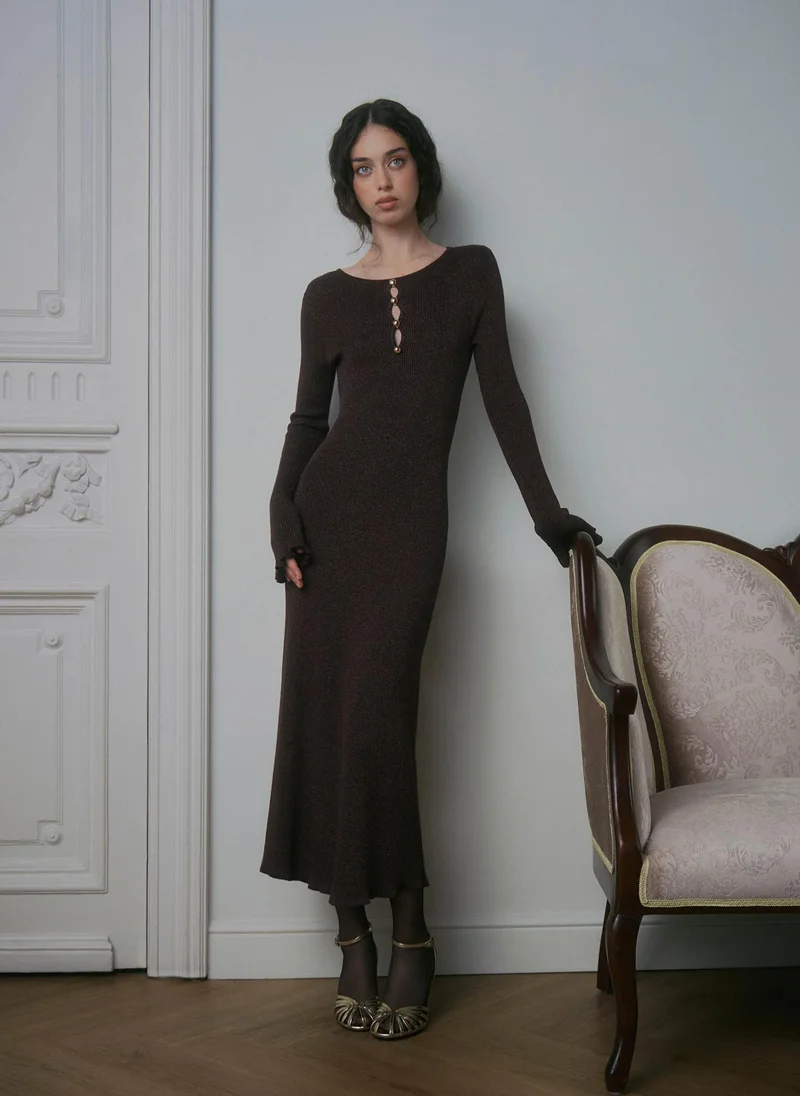 Lichi  Viscose midi dress with a metallic sheen for Women | Best Price UAE