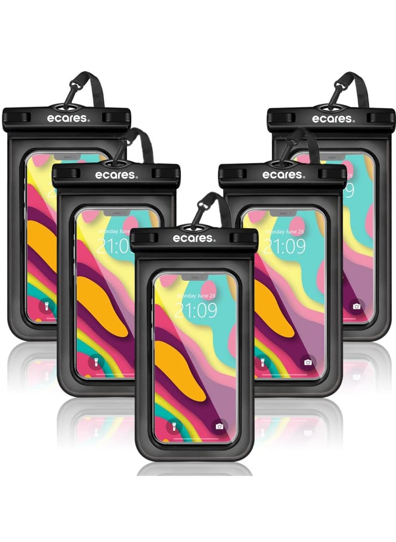ECARES ECARES® Mobile Waterproof Pouch, Touchscreen Functionality, Waterproof Case, Cellphone Dry Bag, Waterproof Cell Phone Case, Drift Diving Swimming Waterproof Bag, Smart Cellphones upto 7” (Pack of 5)  - Image 1