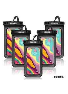 ECARES ECARES® Mobile Waterproof Pouch, Touchscreen Functionality, Waterproof Case, Cellphone Dry Bag, Waterproof Cell Phone Case, Drift Diving Swimming Waterproof Bag, Smart Cellphones upto 7” (Pack of 5)  - Image 1