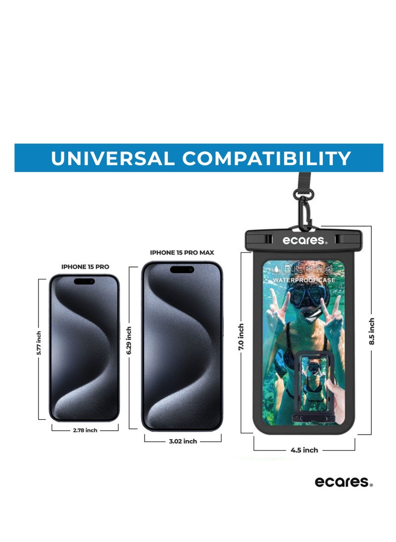ECARES ECARES® Mobile Waterproof Pouch, Touchscreen Functionality, Waterproof Case, Cellphone Dry Bag, Waterproof Cell Phone Case, Drift Diving Swimming Waterproof Bag, Smart Cellphones upto 7” (Pack of 5)  - Image 2