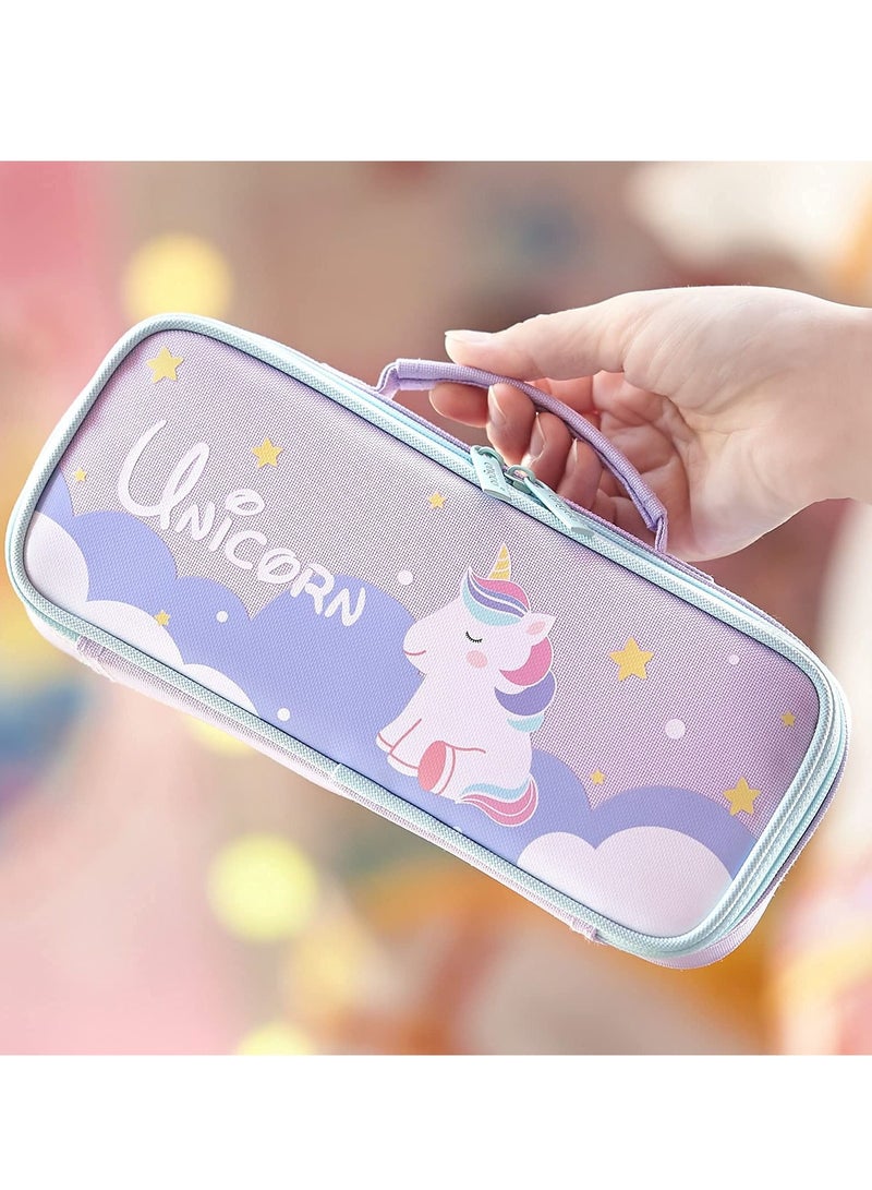 Pencil Case Cute Unicorn Pencil Pouch Medium Capacity Portable Multifunction Pen Bag with Compartments for Girls Kids Teen - Image 2