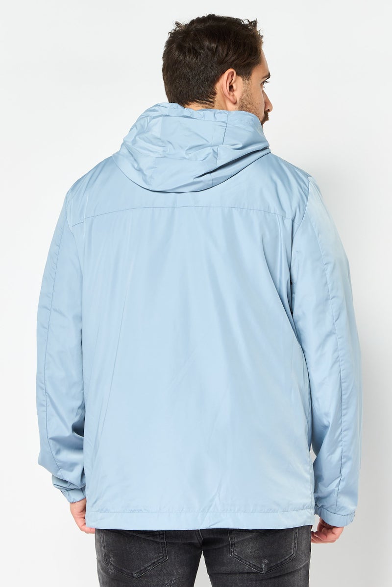 GEOX Men Solid Windbreaker Jacket, Ash Blue - Image 4