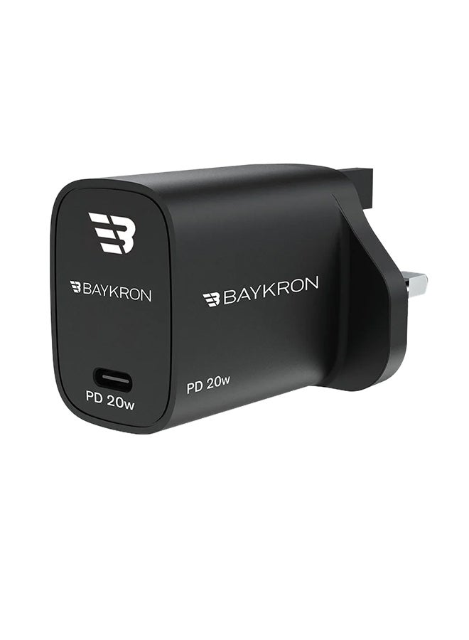 بايكرون شاحن حائط محمول مزود بتوصيل الطاقة USB-C باللون الأسود - Image 2