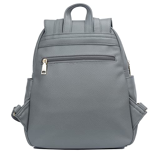 KKXIU Quilted Trendy Leather Backpack Purse for Women and Ladies Shoulder Travel Daypacks Bags (Grey) - Image 4