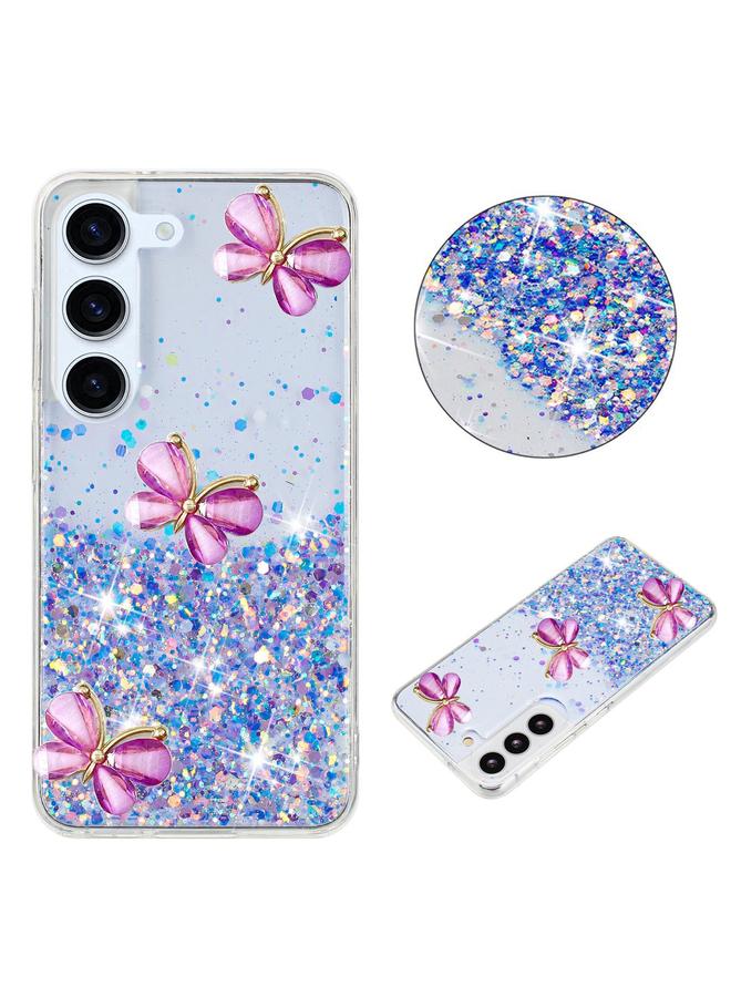 S-TOP Case For Samsung Galaxy S23 5G Luminous Starry Sky Glitter Butterfly TPU Phone Case - Image 1