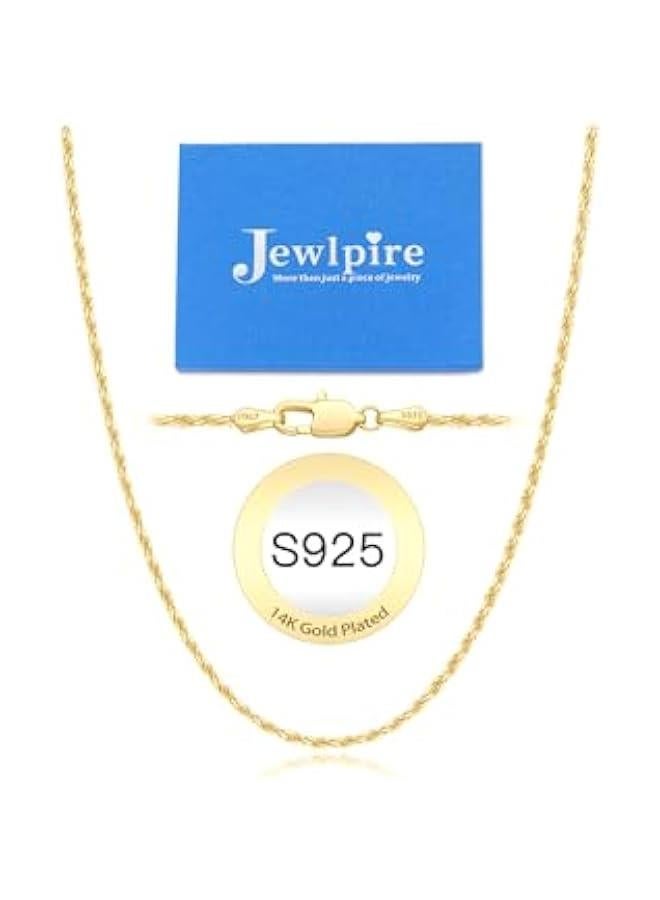 عربست جويل بير سلسلة حبل ايطالية 2 ملم من الفضة الاسترلينية 925 للنساء والرجال، سلسلة مطلية بالذهب عيار 14 قيراط للنساء، قلادات سلسلة متينة للنساء، 16 18 20 22 24 26 انش - Image 1