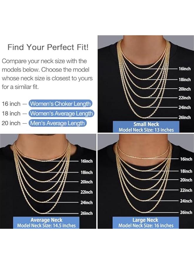 عربست جويل بير سلسلة حبل ايطالية 2 ملم من الفضة الاسترلينية 925 للنساء والرجال، سلسلة مطلية بالذهب عيار 14 قيراط للنساء، قلادات سلسلة متينة للنساء، 16 18 20 22 24 26 انش - Image 2