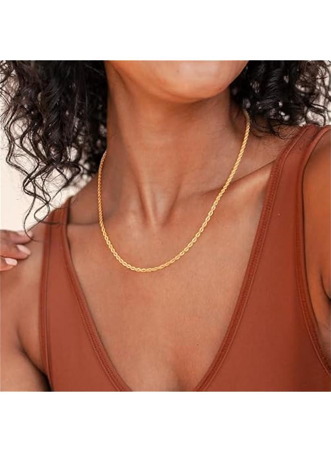 عربست جويل بير سلسلة حبل ايطالية 2 ملم من الفضة الاسترلينية 925 للنساء والرجال، سلسلة مطلية بالذهب عيار 14 قيراط للنساء، قلادات سلسلة متينة للنساء، 16 18 20 22 24 26 انش - Image 5