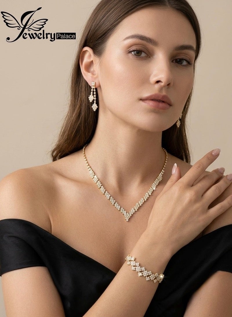 JewelryPalace Amazing Trendy Women's Zirconia Necklace And Earrings And Bracelet  Jewellery Set - Image 1