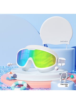 Swimming Goggles Waterproof Anti-Fog HD Myopia Men's And Women's Large Frame Swimming Glasses Drifting Goggles Swimming Cap Swimming Goggles Suit-Color:Electroplated White - Bagged + Silicone Swimming Cap - Flat - pzsku/Z706E36D060E05B5F66C9Z/45/1747571279/9cb8a9ee-ec0a-40b5-9504-4555b6781334