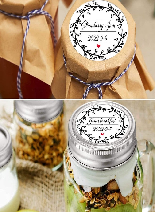 BATTOO 500 Pcs Jar Label Stickers Wreath Design Self-Adhesive Jar Labels for Storage Bin Food Container Canning Spice Oil Bottle Cosmetic Organizing Gift Tags Mason Jars Craft Stickers 2 Inch White - Image 5