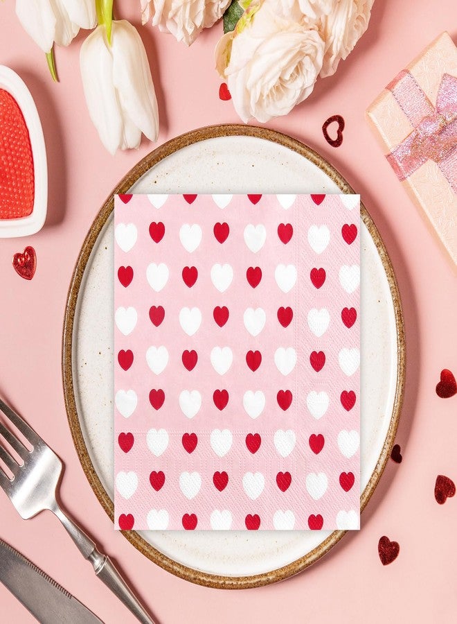 Quera 50 Pack Valentine's Day Paper Napkins Pink and Red Heart 6.5 X 6.5 "Disposable Beverage Napkins Cocktail Party Napkins For Valentine's Day Gifts Wedding Party Decoration Favor Supplies - Image 4