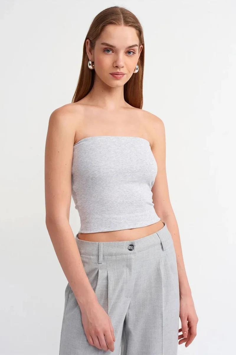 DILVIN Women's Strapless Slim-Fit Crop Top