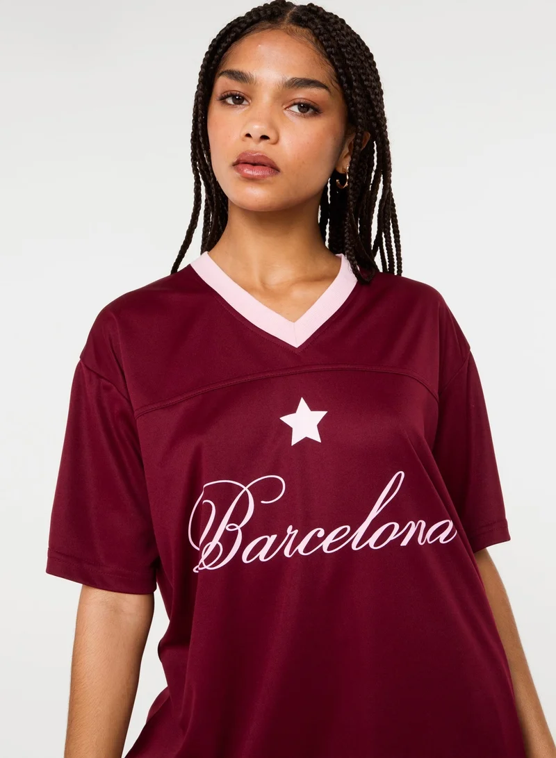 Pink Vanilla Barcelona Football Sports Jersey Top