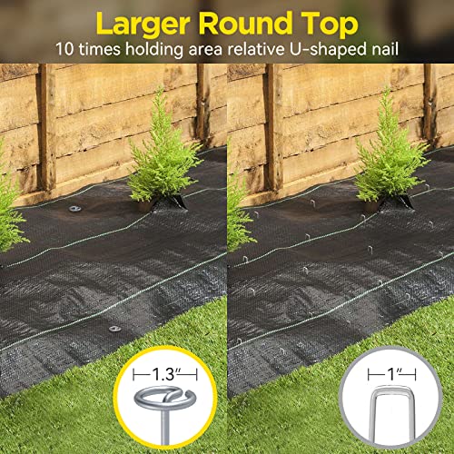 GZBEVITAR Landscape Fabric Pins, Thickened 8 Gauge Circle Top Landscape Pins, Not Easy to Bend 6 inch Galvanized Landscape Fabric Stakes, More Holding Power Than U-Shape Garden Staples (240) - Image 4