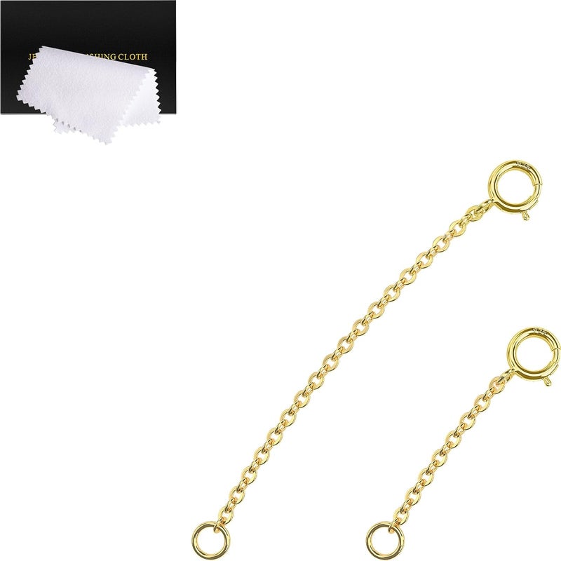 VANBARIS Necklace Extenders for Women, Gold Bracelet Extender Gold Chain Anklet Jewelry Extension for Women, 2 Piece Set (1, 2 Inches) - Image 1