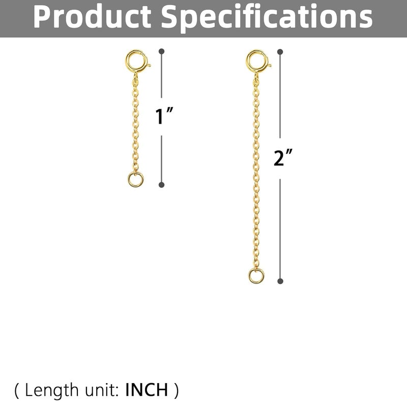 VANBARIS Necklace Extenders for Women, Gold Bracelet Extender Gold Chain Anklet Jewelry Extension for Women, 2 Piece Set (1, 2 Inches) - Image 3