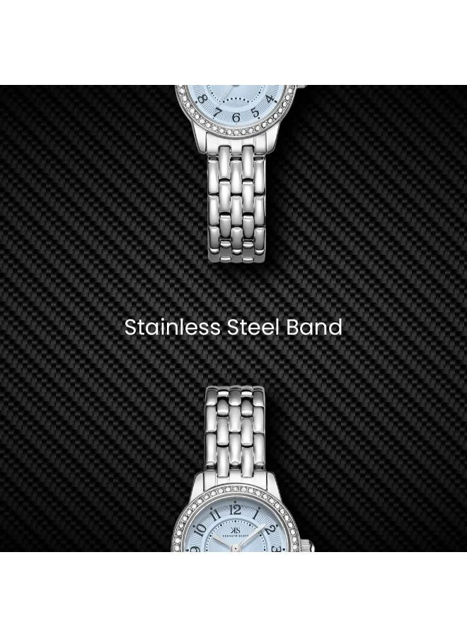 Kenneth Scott Light blue Women's Stainless Steel Analog Watch K25511-SBSL - 23 mm for Women | Best Price UAE