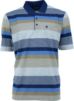 Oppland Men's Polo Collar Pocket Short Sleeved Ringerial Line Patterned Full Pattern Normal Cut Cotton Fabric T-Shirt  - Image 1