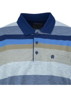 Oppland Men's Polo Collar Pocket Short Sleeved Ringerial Line Patterned Full Pattern Normal Cut Cotton Fabric T-Shirt  - Image 4