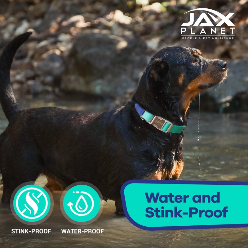 JAX PLANET Jelly Waterproof Martingale Dog Collar in Turquoise & Blue - No Pull Nylon Collars for Outdoor Training & Walking - Alloy Metal Release Buckle & Heavy Duty D Ring, Escape Free, One Time Adjustment, C4 - Image 3