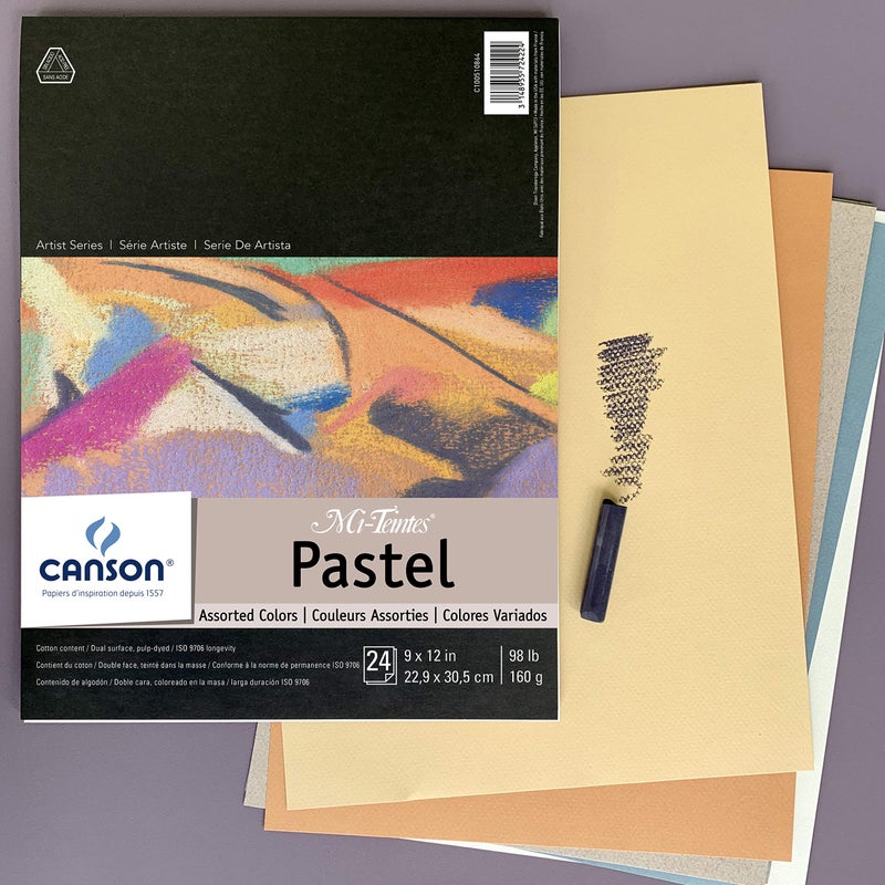 Canson Artist Series Mi-Teintes Pastel Paper, Assorted Colors, Foldover Pad, 9x12 inches, 24 Sheets (98lb/160g) - Artist Paper for Adults and Students - Image 4