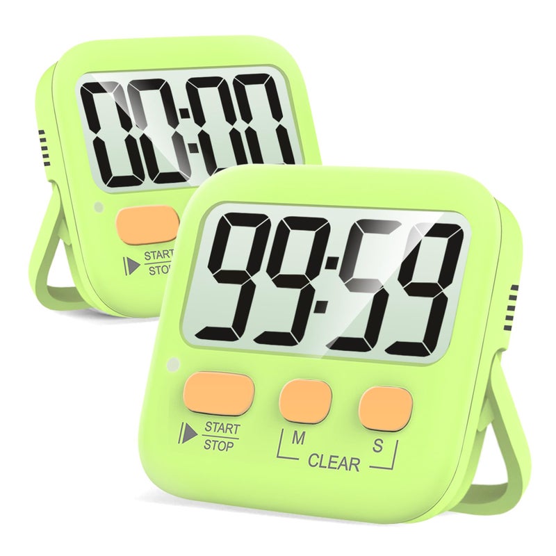 Antonki 2 Pack Digital Timer for Kids Magnetic Countdown Kitchen Timers for Cooking Egg Classroom Teacher Exercise Study Oven Battery Included