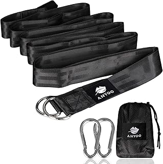 Anyoo Tree Swing Hanging Straps Kit for Camping Hammock Accessories & Hammocks 2 Heavy Duty Steel Carabiners -10ft Each - Image 1