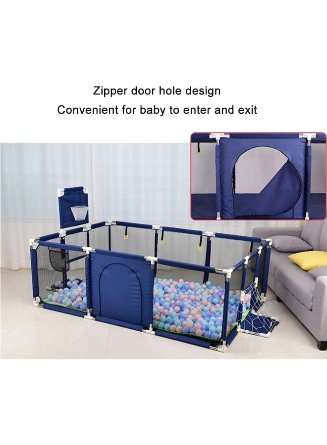 Toddler Baby Playpen for Twin, Foldable Safety with Basketball Hoop, Comes Bracket, without Climbing Pad (Blue, Large)  - Image 3