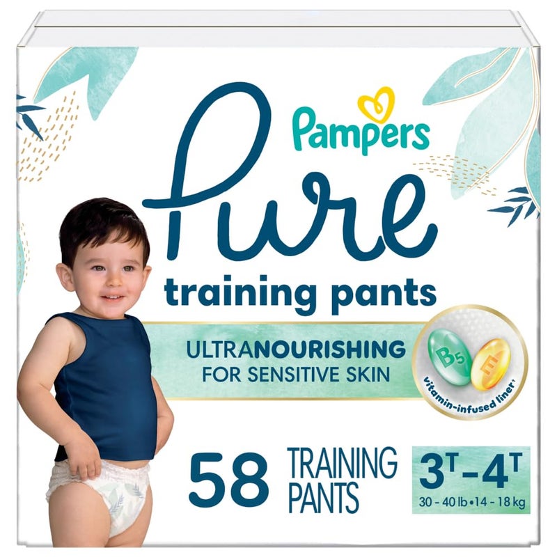 Pampers Pure Protection Training Underwear, Unisex, Size 3T4T, 58 Count, Premium, Hypoallergenic, Soft, Absorbent - Image 1