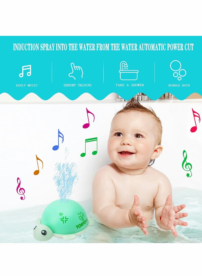 Excefore - Baby Bath Toys, KASTWAVE Tortoise Induction Spray Water Toy with LED Light Up Sprinkler Toy for Kids Toddler Infant Whale Bathtub Toy - Image 1