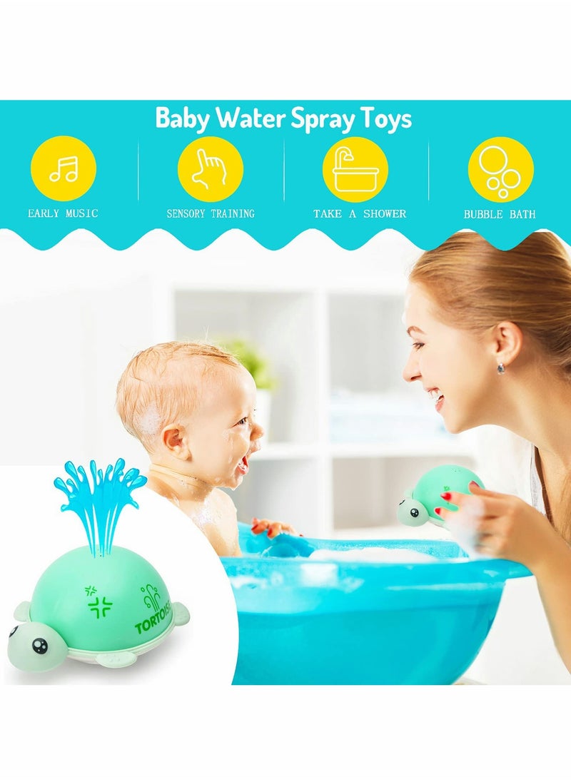 Excefore - Baby Bath Toys, KASTWAVE Tortoise Induction Spray Water Toy with LED Light Up Sprinkler Toy for Kids Toddler Infant Whale Bathtub Toy - Image 1