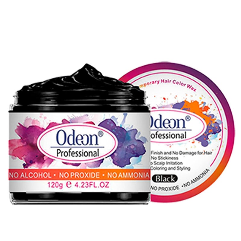 Odeon Black Hair Color Wax  Natural  Washable  No Damage Formula with Beeswax  Tea Tree Extract  Alcohol Peroxide  AmmoniaFree  Safe Temporary Hair Dye for Kids  Adults 423oz