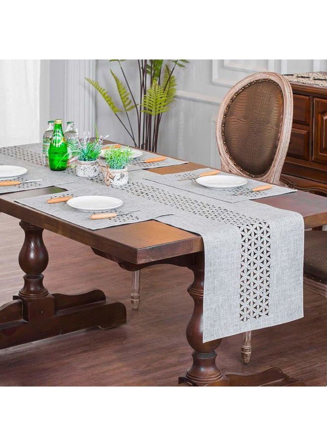 ARTABLE Rectangle Table Runners Fabric Home Gary Table Runner with Well-Trimmed Edge for Picnics Indoor and Outdoor Dining Holiday Long Tables (Gray, 16 x 70 Inch) - Image 2