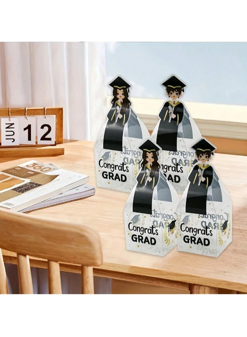 5-Piece Transparent Graduation Gift Box Set – "Congrats Grad" Themed Packaging with Festive Design - Image 2